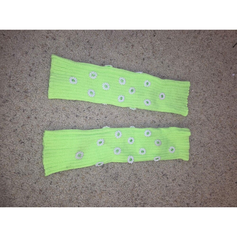 Neon green leg warmers